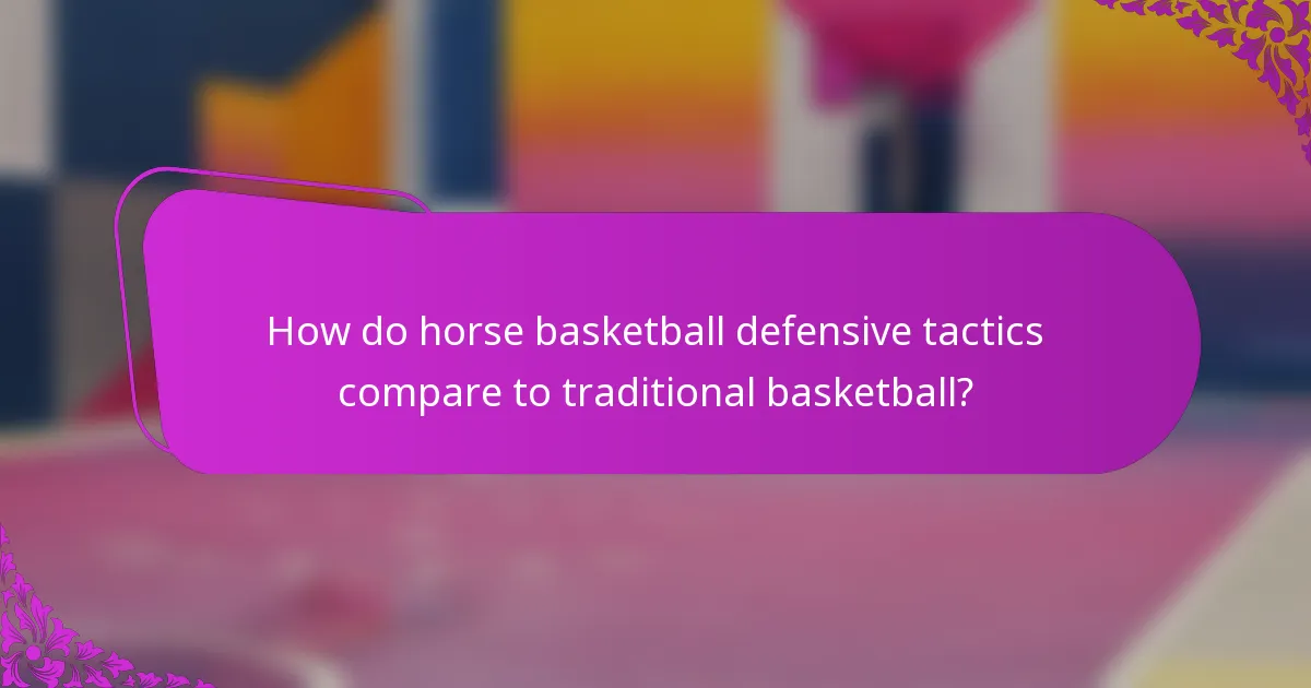 How do horse basketball defensive tactics compare to traditional basketball?