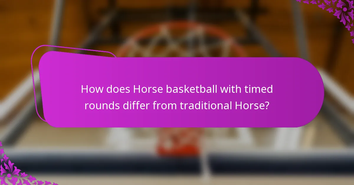 How does Horse basketball with timed rounds differ from traditional Horse?